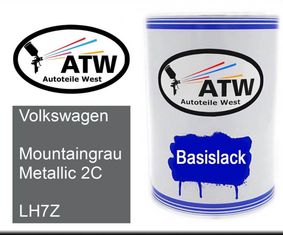 Volkswagen, Mountaingrau Metallic 2C, LH7Z: 500ml Lackdose, von ATW Autoteile West.